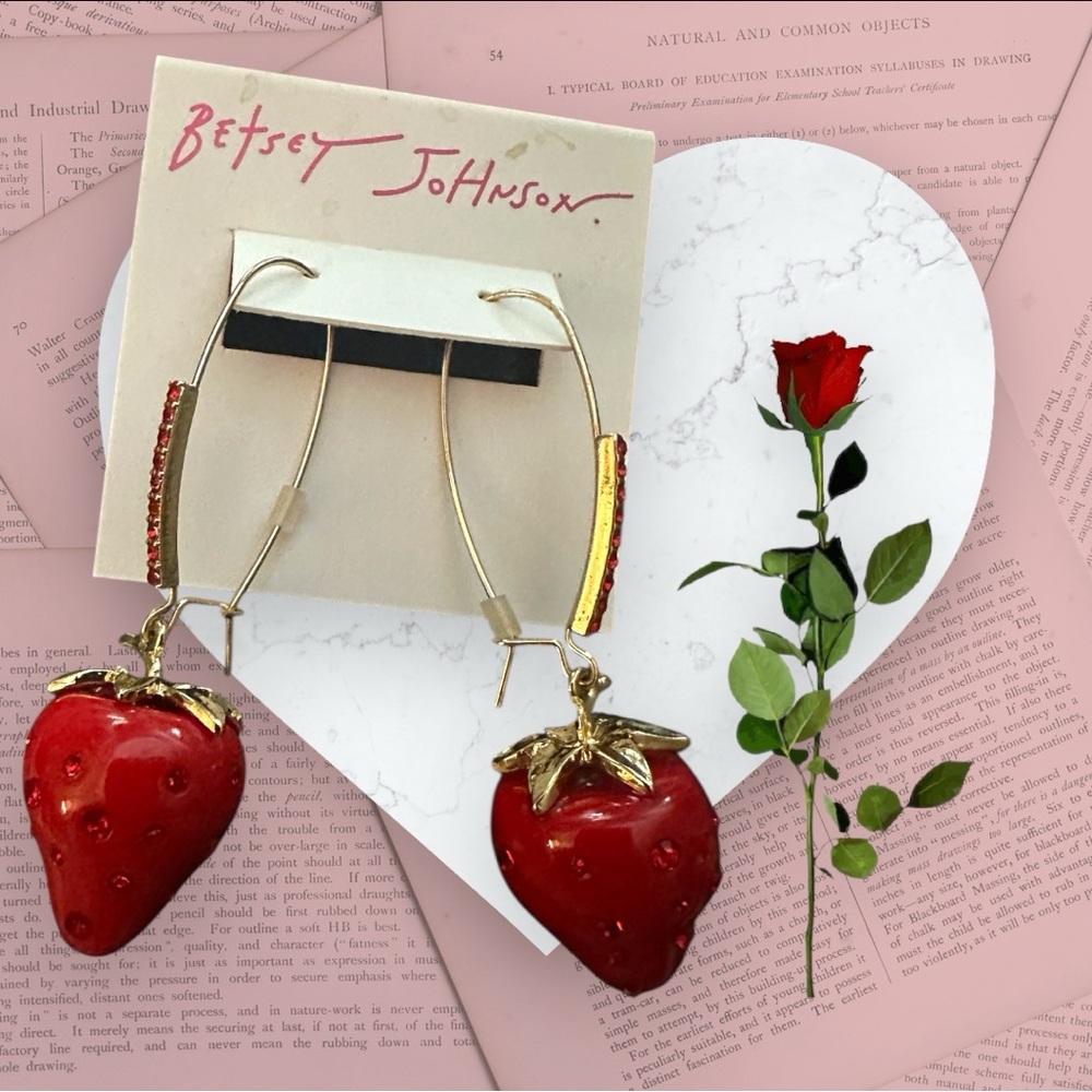 Betsey Johnson Baby Cakes  Red Strawberry Resin Earrings‎ NWT - Picture 7 of 10